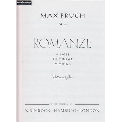 Partitions classique SIMROCK BRUCH MAX - ROMANCE IN A MINOR OP.42 - VIOLIN (VIOLA) AND ORCHESTRA Violon État correct reconditionné disponible sur Fnac