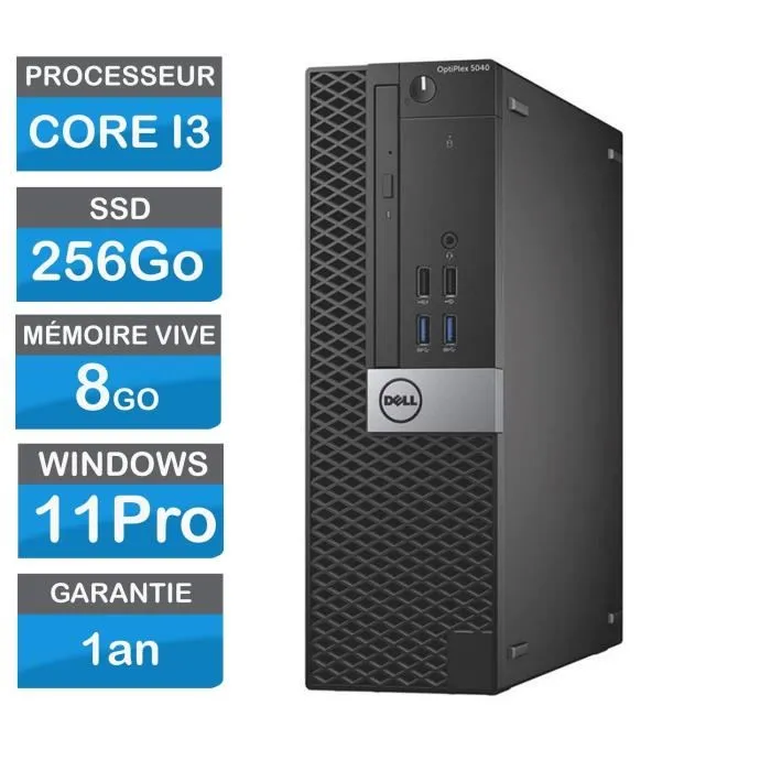 PC Bureautique Dell : OptiPlex 5040 SFF avec i5 8 Go RAM SSD 256 Go Windows 11 Pro. Reconditionné - 189,00 € PC Bureautique Dell : OptiPlex 5040 SFF avec i5 8 Go RAM SSD 256 Go Windows 11 Pro. Reconditionné Dell reconditionné disponible sur Cdiscount Seconde Vie