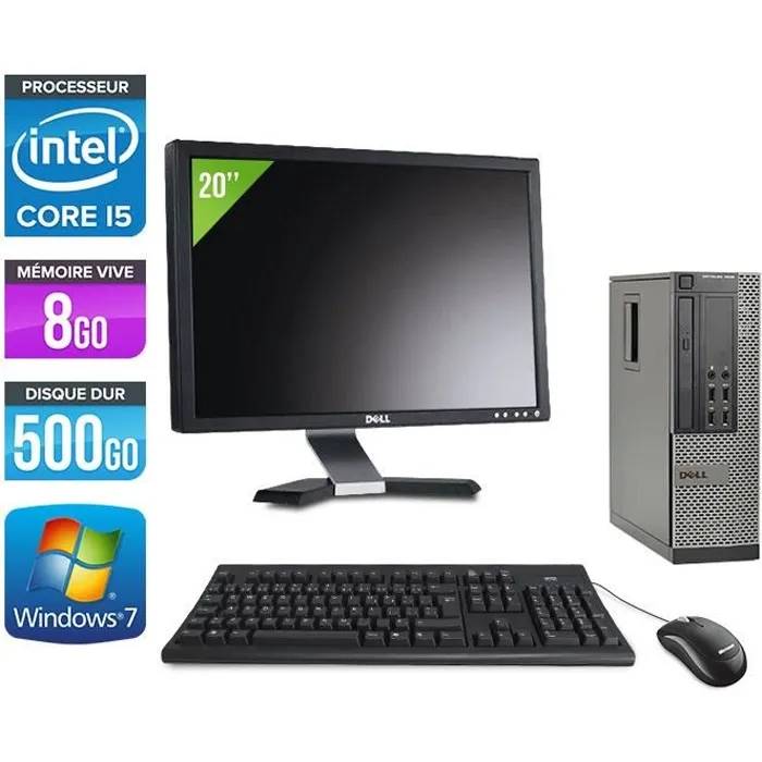 Pc de bureau Dell 7010 - i5 - 8Go - 500Go HDD - W7 +Ecran 20 Reconditionné - 224,99 € Pc de bureau Dell 7010 - i5 - 8Go - 500Go HDD - W7 +Ecran 20 Reconditionné Dell reconditionné disponible sur Cdiscount Seconde Vie | Dero