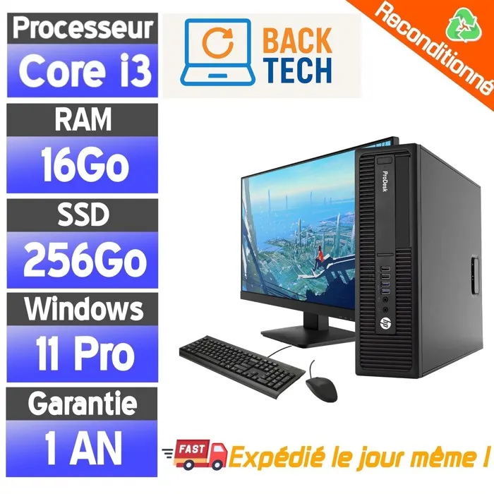 PC de Bureau Reconditionné avec Écran - HP ProDesk 600 G2 - Core i3-6100 - SSD 256 Go - 8 Go RAM - Écran 22 Reconditionné - 199,00 € PC de Bureau Reconditionné avec Écran - HP ProDesk 600 G2 - Core i3-6100 - SSD 256 Go - 8 Go RAM - Écran 22 Reconditionné Hewlett-Packard reconditionné disponible sur Cdiscount Seconde Vie