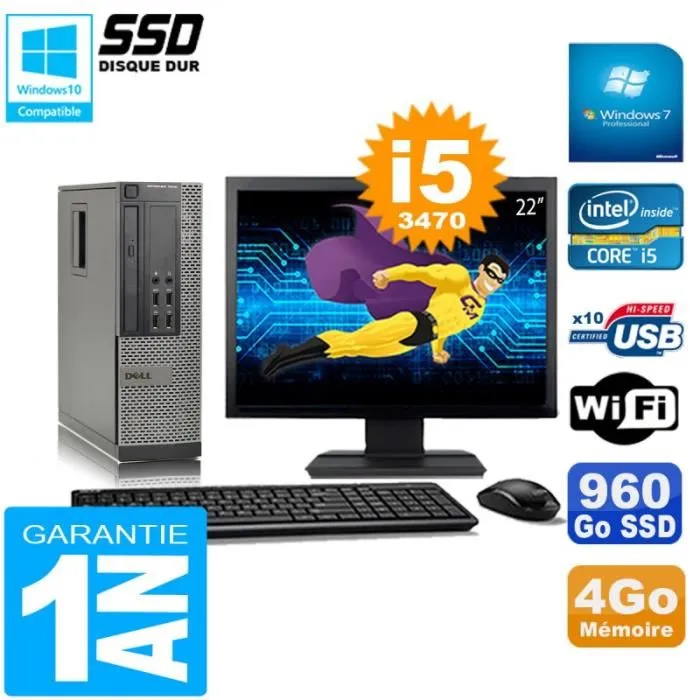 PC DELL 7010 SFF Core I5-3470 Ram 4Go Disque 960Go SSD Graveur Wifi W7 Ecran 22 Reconditionné - 262,26 € PC DELL 7010 SFF Core I5-3470 Ram 4Go Disque 960Go SSD Graveur Wifi W7 Ecran 22 Reconditionné Dell reconditionné disponible sur Cdiscount Seconde Vie