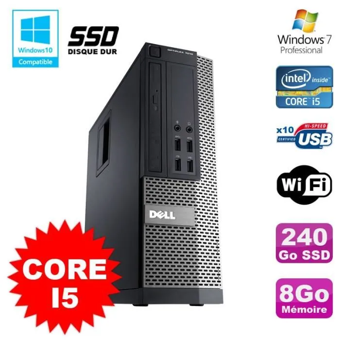Acheter PC Dell Optiplex 7010 SFF Core I5 2400 3.2GHz 8Go Disque 240Go SSD Wifi W7 Reconditionné - 199,00 € PC Dell Optiplex 7010 SFF Core I5 2400 3.2GHz 8Go Disque 240Go SSD Wifi W7 Reconditionné Dell reconditionné disponible sur Cdiscount Seconde Vie