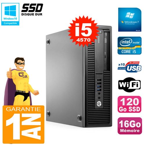 Pc hp elitedesk 800 g1 sff core i5-4570 ram 16go 120 go ssd graveur dvd wifi w7 État correct Hewlett-Packard reconditionné disponible sur Fnac
