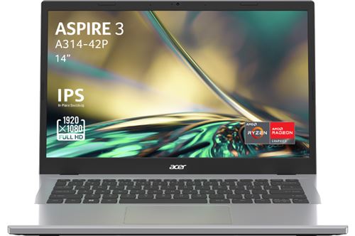 PC Portable Acer Aspire A314-42P-R05X 14"" AMD Ryzen™ 7 16 Go RAM 512 Go SSD Gris État correct Acer reconditionné disponible sur Fnac