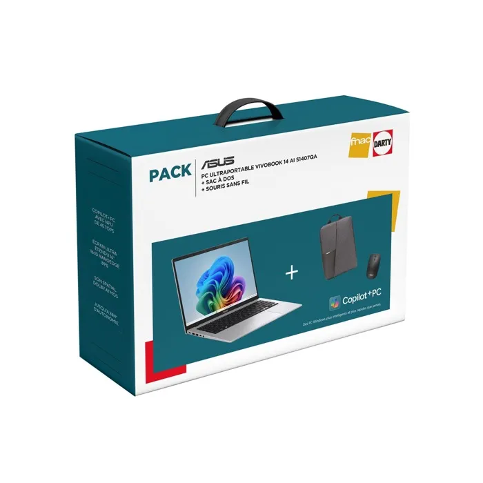 PC portable Asus Pack Vivobook 14 14S1407QA-BRUN078W 14 60Hz Copilot+PC Snapdragon® X 16 Go RAM 512 Go SSD Gris + Sac à dos + refurbished reconditionné disponible sur Cdiscount Seconde Vie