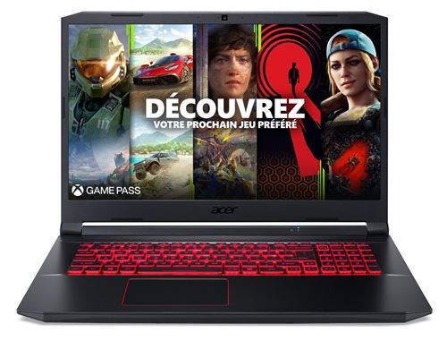 PC Portable Gaming Acer Nitro 5 AN517-52-54AU 17,3" Intel Core i5 16 Go RAM 512 Go SSD Nvidia RTX 3050 Noir + 1 mois d'abonnement Xbox Game Pass État correct Acer reconditionné disponible sur Fnac