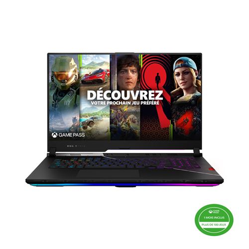 PC Portable Gaming Asus ROG SCAR17-G733ZX-KH004W 17.3" Intel Core i9 32 Go RAM 1 To SSD Nvidia RTX 3080Ti Noir + 1 mois d’abonnement Xbox Game Pass inclus à l’achat de l’appareil État correct Asus reconditionné disponible sur Fnac