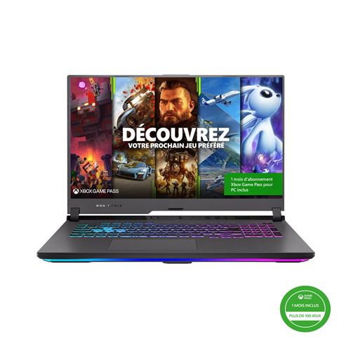 PC Portable Gaming Asus ROG STRIX-G17-G713IE-HX014W 17,3" AMD Ryzen 7 16 Go RAM 512 Go SSD Nvidia RTX 3050Ti Gris éclipse + 1 mois d'abonnement Xbox Game Pass État correct Asus reconditionné disponible sur Fnac