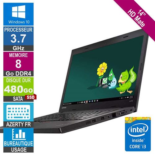 PC Portable Lenovo stockage 480 Go ThinkPad L470 Intel core i3 14 pouces RAM 8 Go État correct - 272,00 € PC Portable Lenovo stockage 480 Go ThinkPad L470 Intel core i3 14 pouces RAM 8 Go État correct N/A reconditionné disponible sur Fnac | Dero