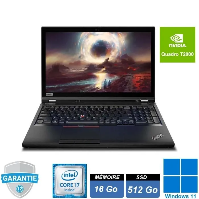 PC portable - Lenovo - ThinkPad - P53 - 156 - i7 9750H - RAM 16Go - SSD512Go - NVIDIA Quadro T2000 4Go - Windows 11 Pro Reconditionné Lenovo ThinkPad reconditionné disponible sur Cdiscount Seconde Vie