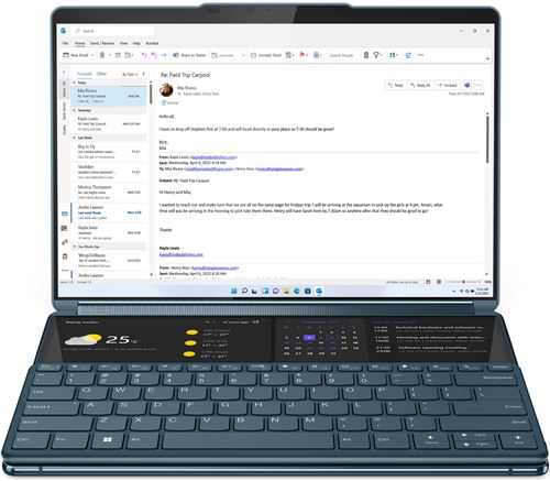 PC Portable Lenovo Yoga Book 9 13IRU8 Double Ecran 13,3" OLED Tactile Intel Evo Core i7 16 Go RAM 1 To SSD Bleu État correct Lenovo reconditionné disponible sur Fnac