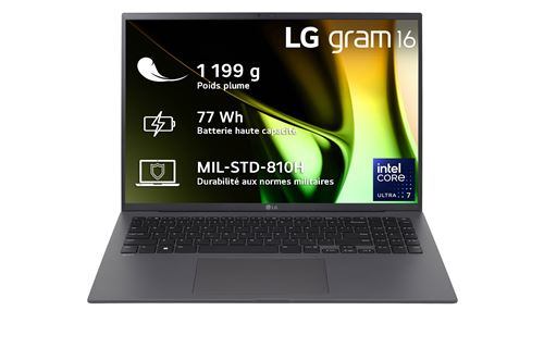 PC portable LG Gram 16Z90S-G.AD7CF 16" Intel® Core™ Ultra 7 32 Go RAM 2 To SSD Gris Charbon État correct - 1725,99 € PC portable LG Gram 16Z90S-G.AD7CF 16" Intel® Core™ Ultra 7 32 Go RAM 2 To SSD Gris Charbon État correct LG reconditionné disponible sur Fnac