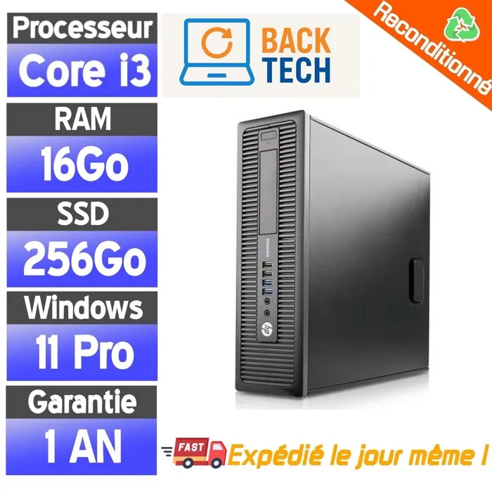 PC Reconditionné de Qualité - HP ProDesk 600 G2 - Core i3-6100 - SSD 256 Go - 16 Go RAM Reconditionné Hewlett-Packard reconditionné disponible sur Cdiscount Seconde Vie