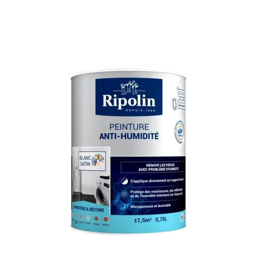 Peinture Antihumidité RIPOLIN 0,75L Blanc Satin occasion reconditionné disponible sur Rakuten