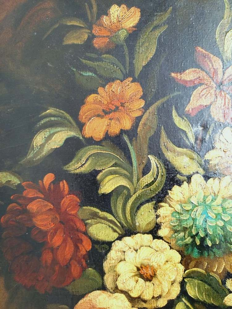 Voir photo 16 de Peinture florale, originale décorative vintage, huile sur toile, cadre en bois doré -Bouquet de fleurs signé, W. Pierry. Mi-XXᵉ Peinture florale, originale décorative vintage, huile sur toile, cadre en bois doré -Bouquet de fleurs signé, W. Pierry. Mi-XXᵉ Bon état reconditionné photo 16