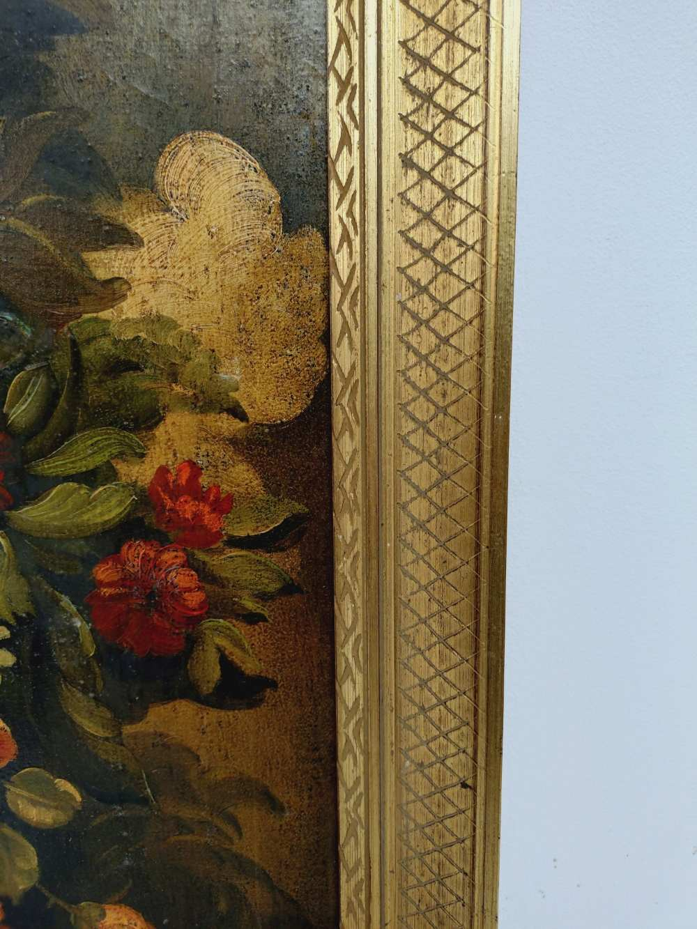 Voir photo 17 de Peinture florale, originale décorative vintage, huile sur toile, cadre en bois doré -Bouquet de fleurs signé, W. Pierry. Mi-XXᵉ Peinture florale, originale décorative vintage, huile sur toile, cadre en bois doré -Bouquet de fleurs signé, W. Pierry. Mi-XXᵉ Bon état reconditionné photo 17