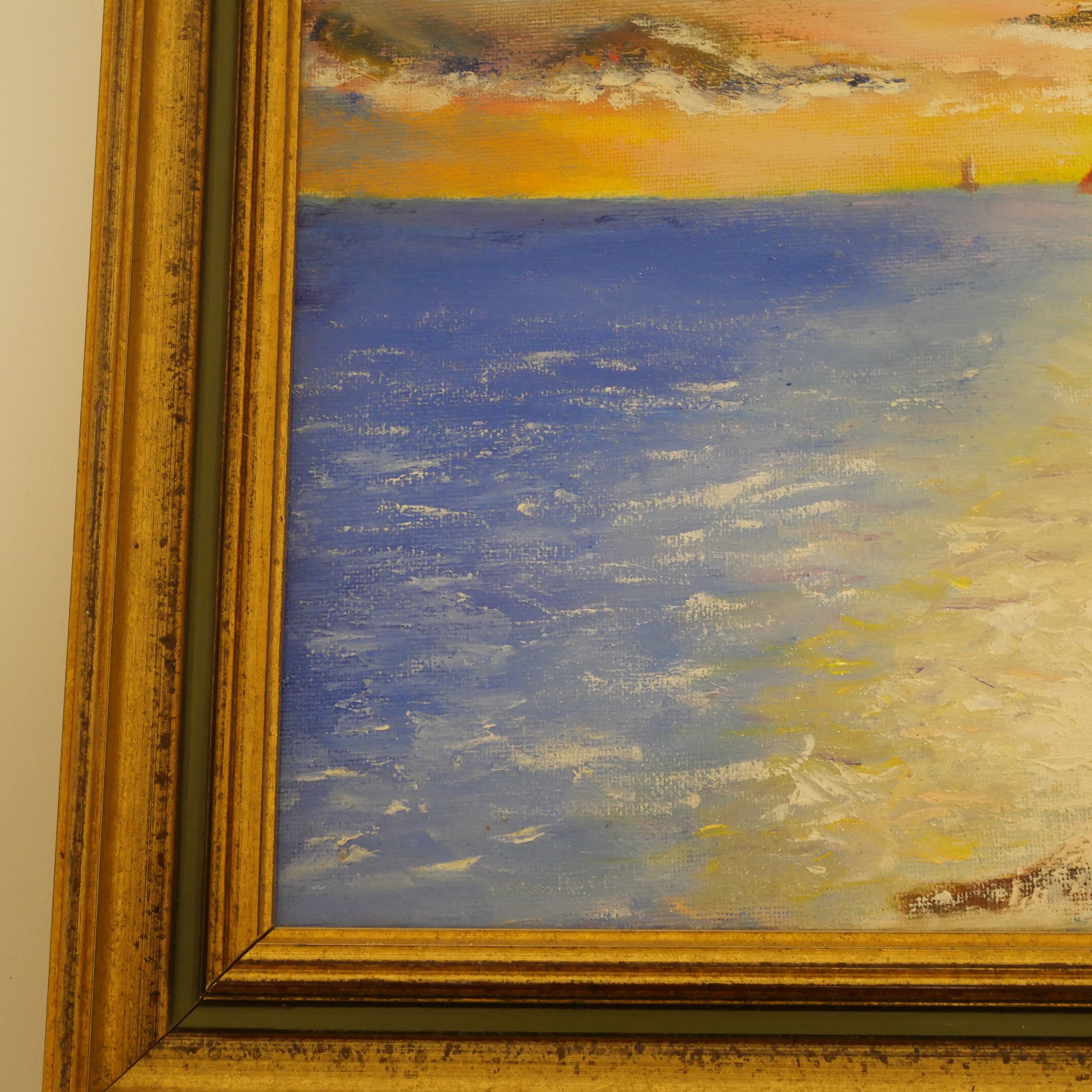 Voir photo 4 de Peinture Huile sur Toile Paysage Marin Falaises Côte Mer Signé J. Rollet Peinture Huile sur Toile Paysage Marin Falaises Côte Mer Signé J. Rollet Bon état reconditionné photo 4