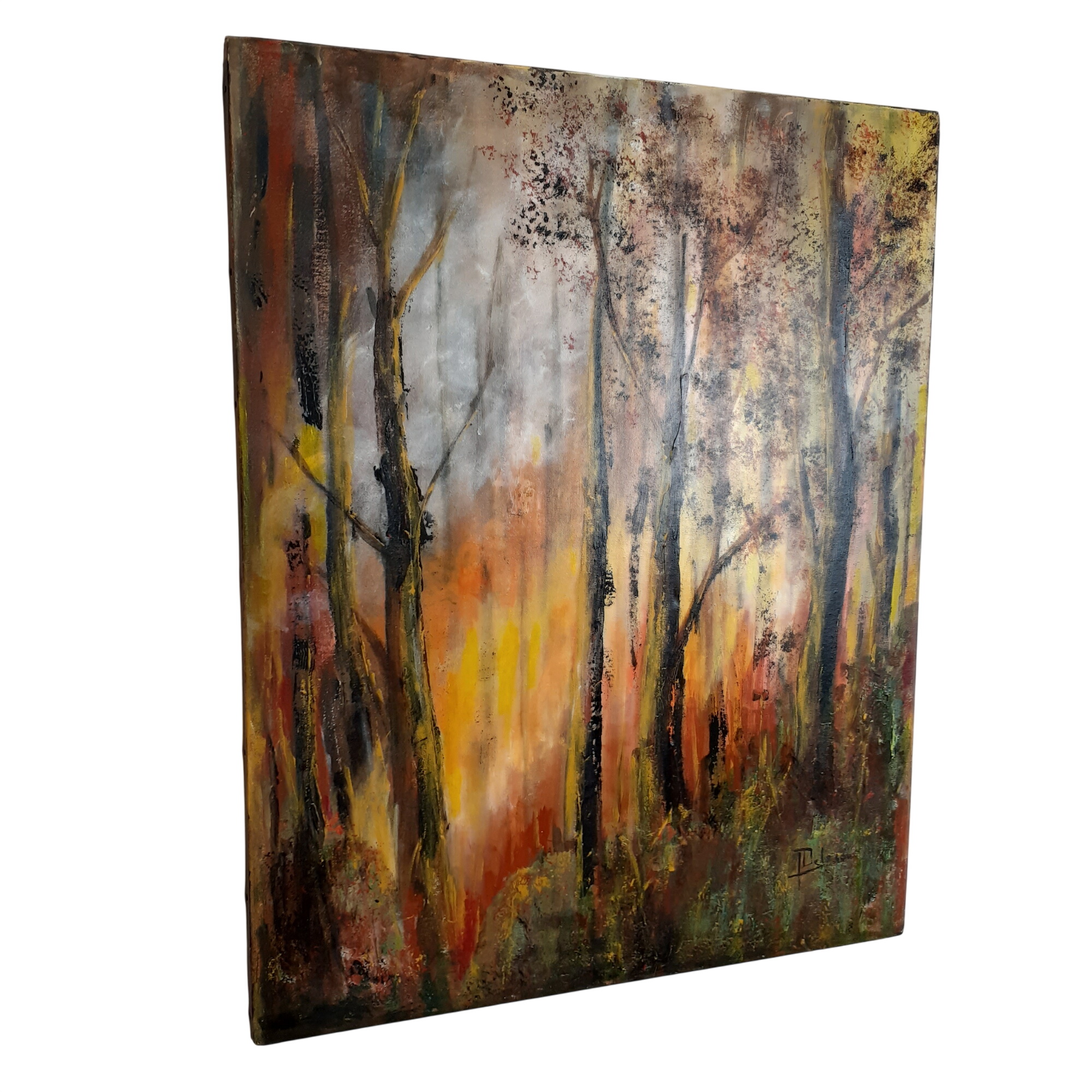 Peinture sur toile paysage d'automne Bon état - 66,00 € Peinture sur toile paysage d'automne Bon état reconditionné disponible sur Label Emmaüs