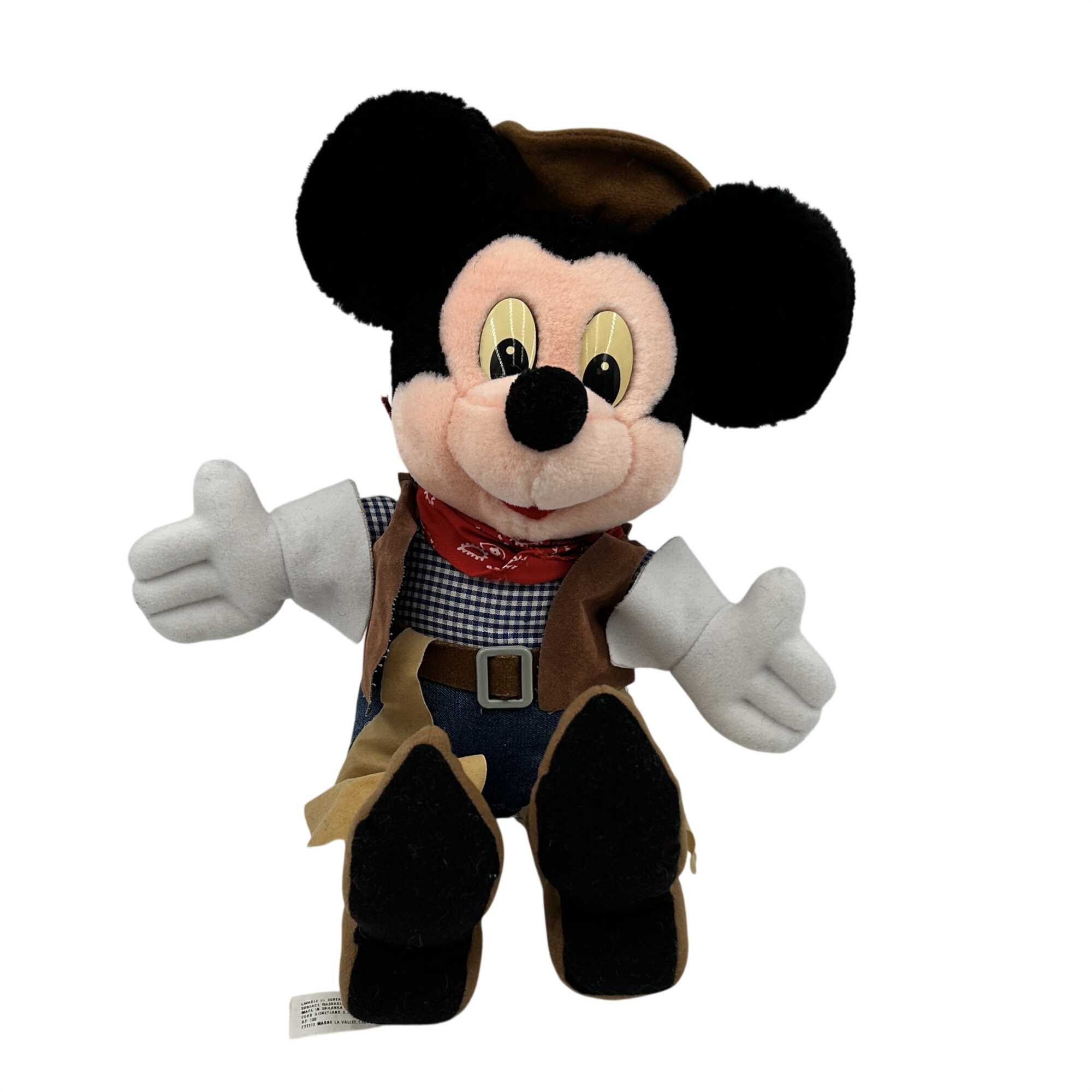 Peluche Mickey Cow Boy Bon état - 13,00 € Peluche Mickey Cow Boy Bon état reconditionné disponible sur Label Emmaüs