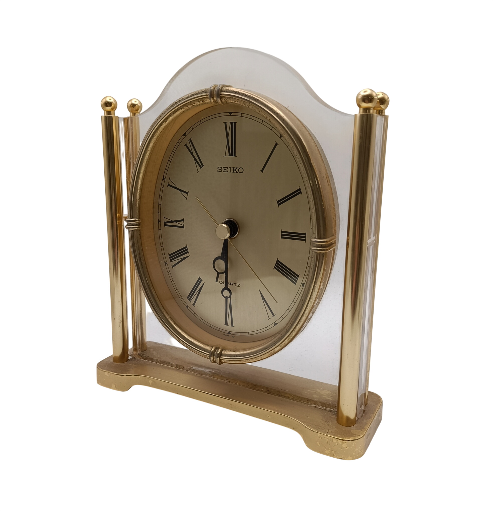 Voir photo 3 de Pendule Seiko vintage en métal doré – horloge de table design rétro chic Pendule Seiko vintage en métal doré – horloge de table design rétro chic Très bon état reconditionné photo 3