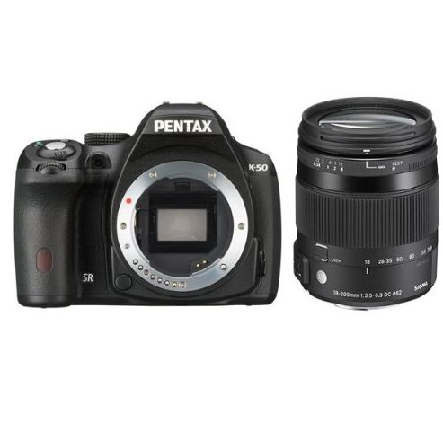 Pentax K50 + SIGMA 18-200 + Bag + 4GB Kit d'appareil-photo SLR 16,28 MP CMOS 4928 x 3264 pixels Noir - Très bon état Très bon état Pentax reconditionné disponible sur Pixmania