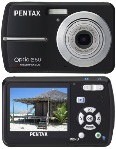 Pentax Optio E50 noir + kit chargeur + étui + carte 1 Go État correct Pentax reconditionné disponible sur Fnac