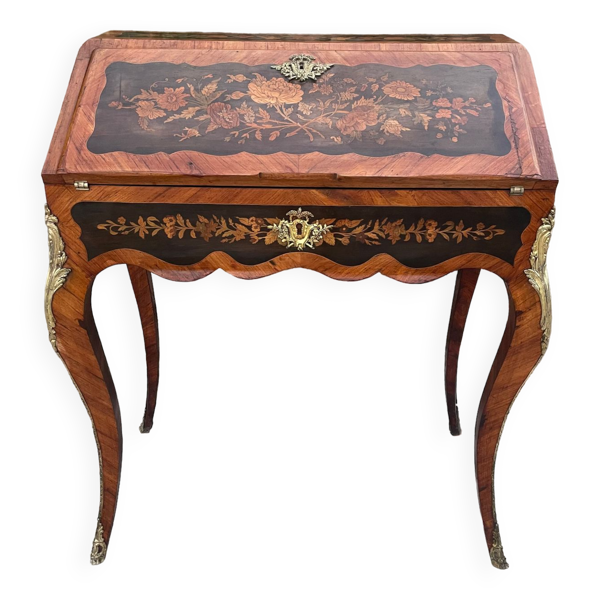 Petit bureau de pente Napoléon III en Marqueterie Bon état reconditionné disponible sur Selency