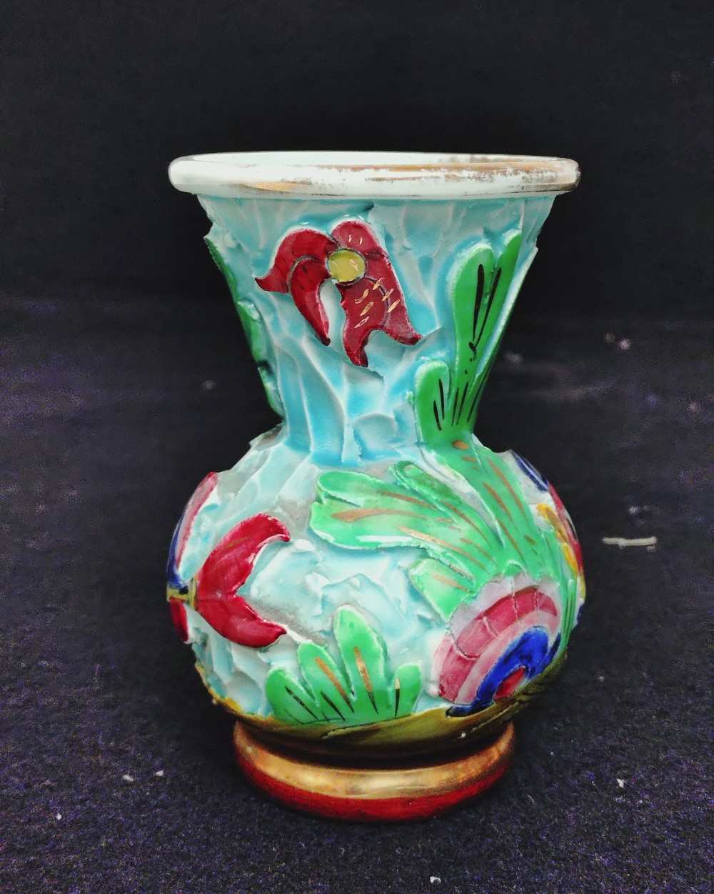 Voir photo 2 de Petit vase en barbotine DPS Monaco, céramique, vintage. Petit vase en barbotine DPS Monaco, céramique, vintage. Bon état reconditionné photo 2