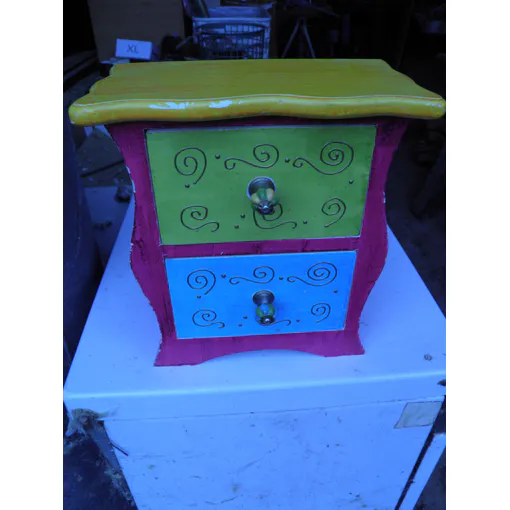 Petite Commode Décorative , 2 Tiroirs Bijoux Ou Autres, Rangement Présentation De Vitrine..Etc Bon état reconditionné disponible sur Rakuten