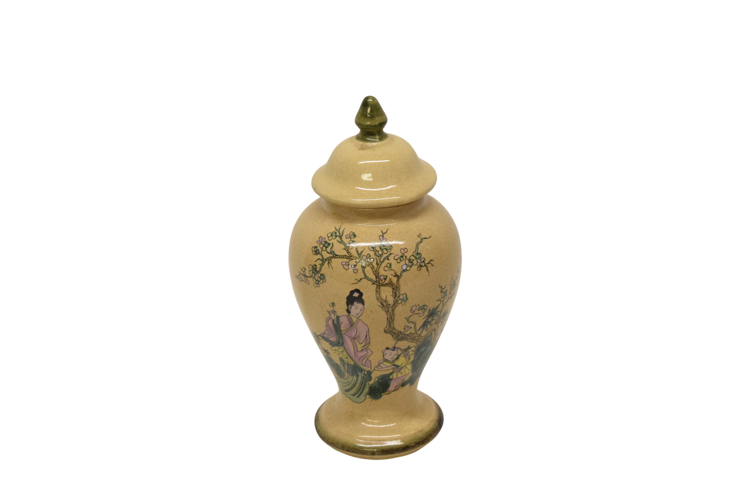 Acheter Petite urne en céramique 18 cm décor japonisant Bon état - 11,00 € Petite urne en céramique 18 cm décor japonisant Bon état reconditionné disponible sur Label Emmaüs