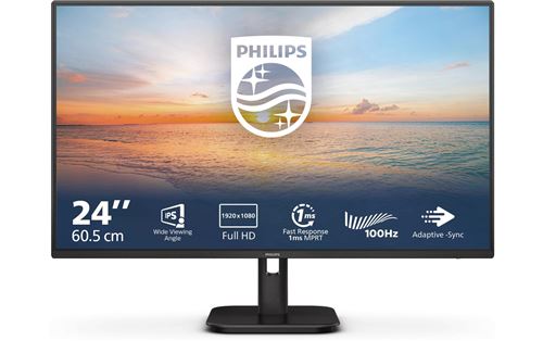 Philips 24E1N1100A - 1000 Series - écran LED - 24" (23.8" visualisable) - 1920 x 1080 Full HD (1080p) @ 100 Hz - IPS - 250 cd/m² - 1300:1 - 1 ms - HDMI, VGA - haut-parleurs - noir État correct Philips reconditionné disponible sur Fnac | Dero