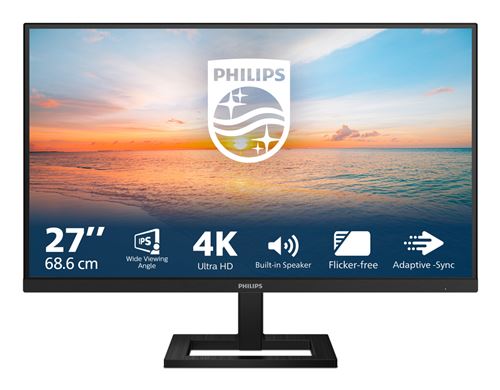 Philips 27E1N1800AE - 1000 Series - écran LED - 27"" - 3840 x 2160 4K @ 60 Hz - IPS - 350 cd/m² - 1000:1 - HDR10 - 4 ms - 2xHDMI, DisplayPort - haut-parleurs - noir État correct N/A reconditionné (offre indisponible)
