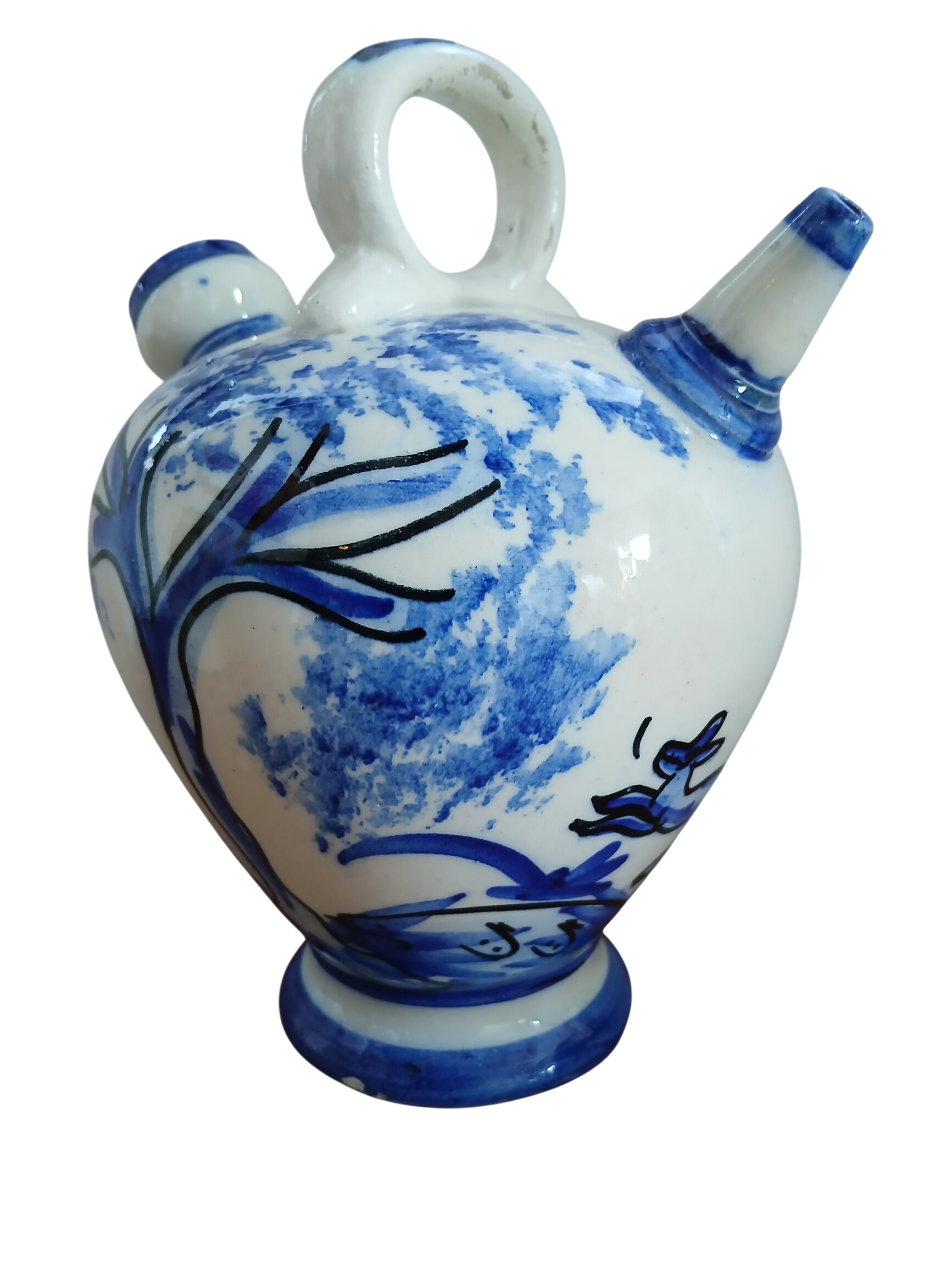 Pichet, cruche, chevrette en céramique à décor de camaïeu de bleu. Bon état - 19,00 € Pichet, cruche, chevrette en céramique à décor de camaïeu de bleu. Bon état reconditionné disponible sur Label Emmaüs