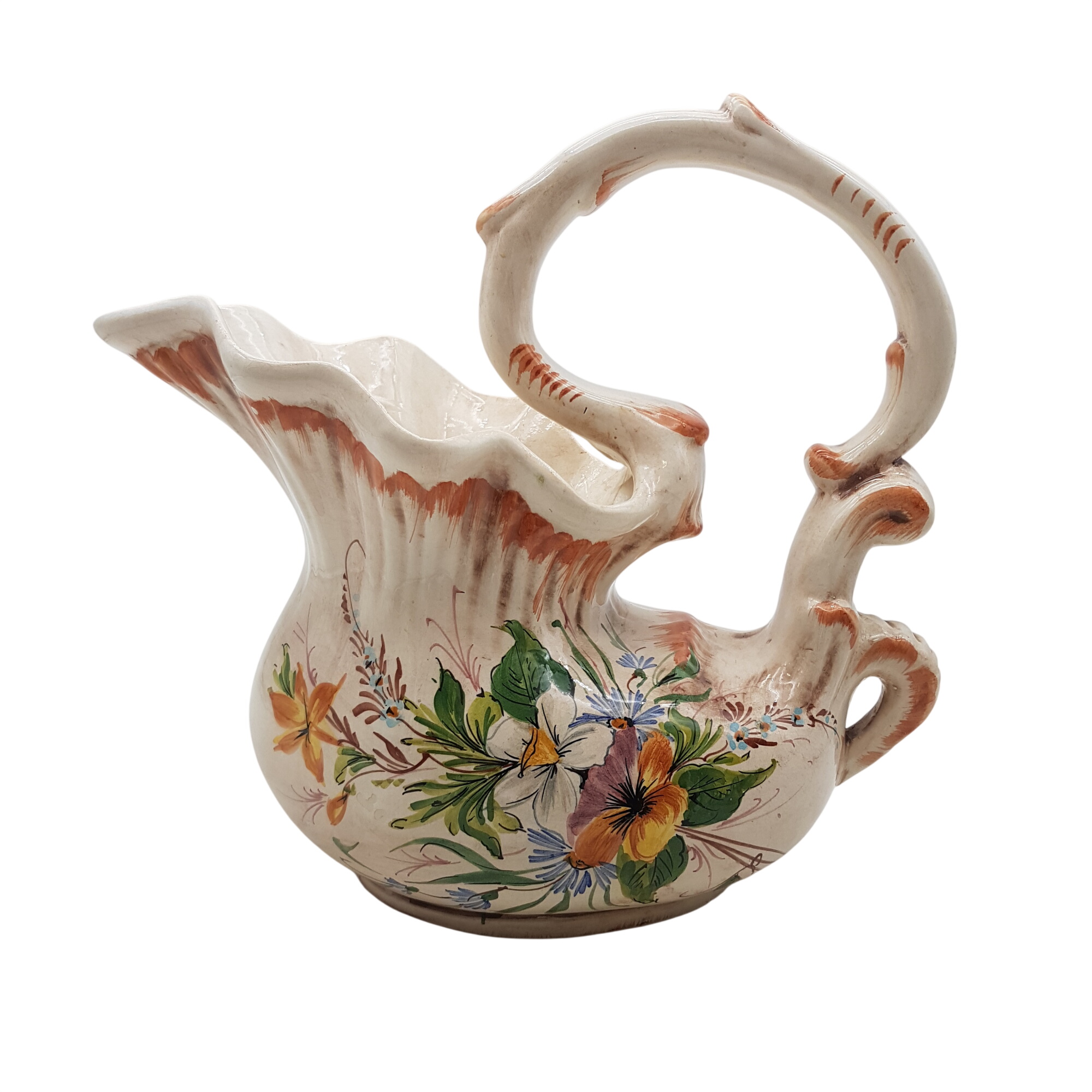 Pichet en céramique orné de fleurs Bon état - 12,00 € Pichet en céramique orné de fleurs Bon état reconditionné disponible sur Label Emmaüs