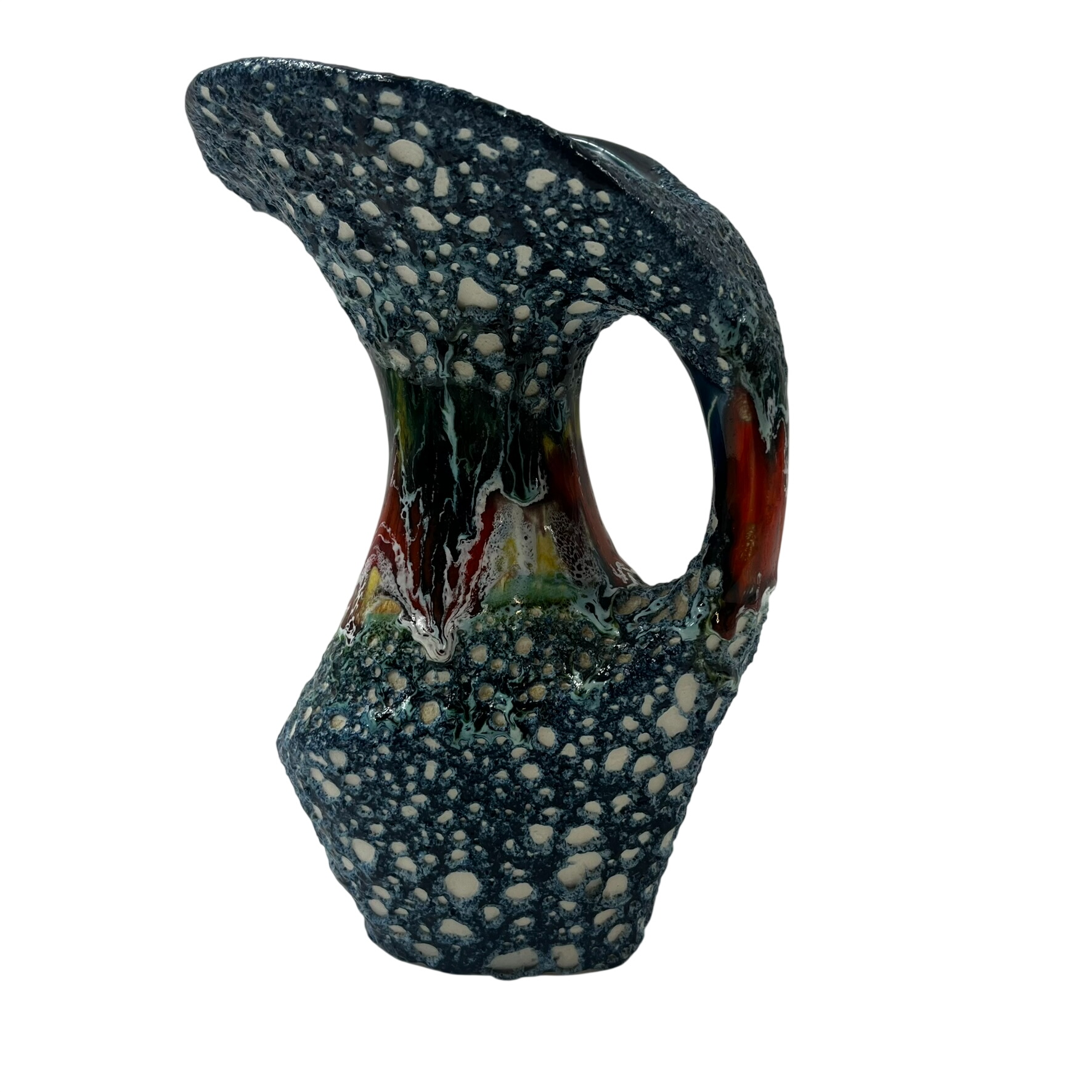 Acheter Pichet style Vallauris ( non signé ° vintage " fat lava " , céramique écume bleu et orange Très bon état - 22,00 € Pichet style Vallauris ( non signé ° vintage " fat lava " , céramique écume bleu et orange Très bon état reconditionné disponible sur Label Emmaüs