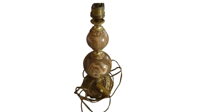 Voir photo 3 de Pied de lampe en Onyx et en laiton (29 cm) - Fonctionnelle Pied de lampe en Onyx et en laiton (29 cm) - Fonctionnelle Bon état reconditionné photo 3