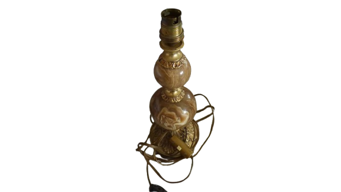 Voir photo 4 de Pied de lampe en Onyx et en laiton (29 cm) - Fonctionnelle Pied de lampe en Onyx et en laiton (29 cm) - Fonctionnelle Bon état reconditionné photo 4