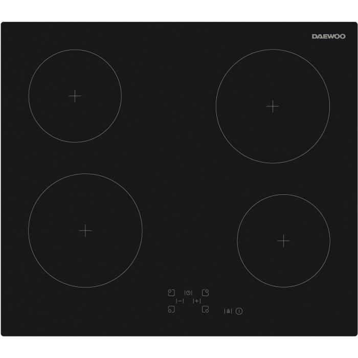 Plaque de cuisson vitrocéramique - DAEWOO - 4 foyers - 60 cm - BH6VTF27BNM - Noir - Excellent état Parfait état Daewoo reconditionné disponible sur Pixmania