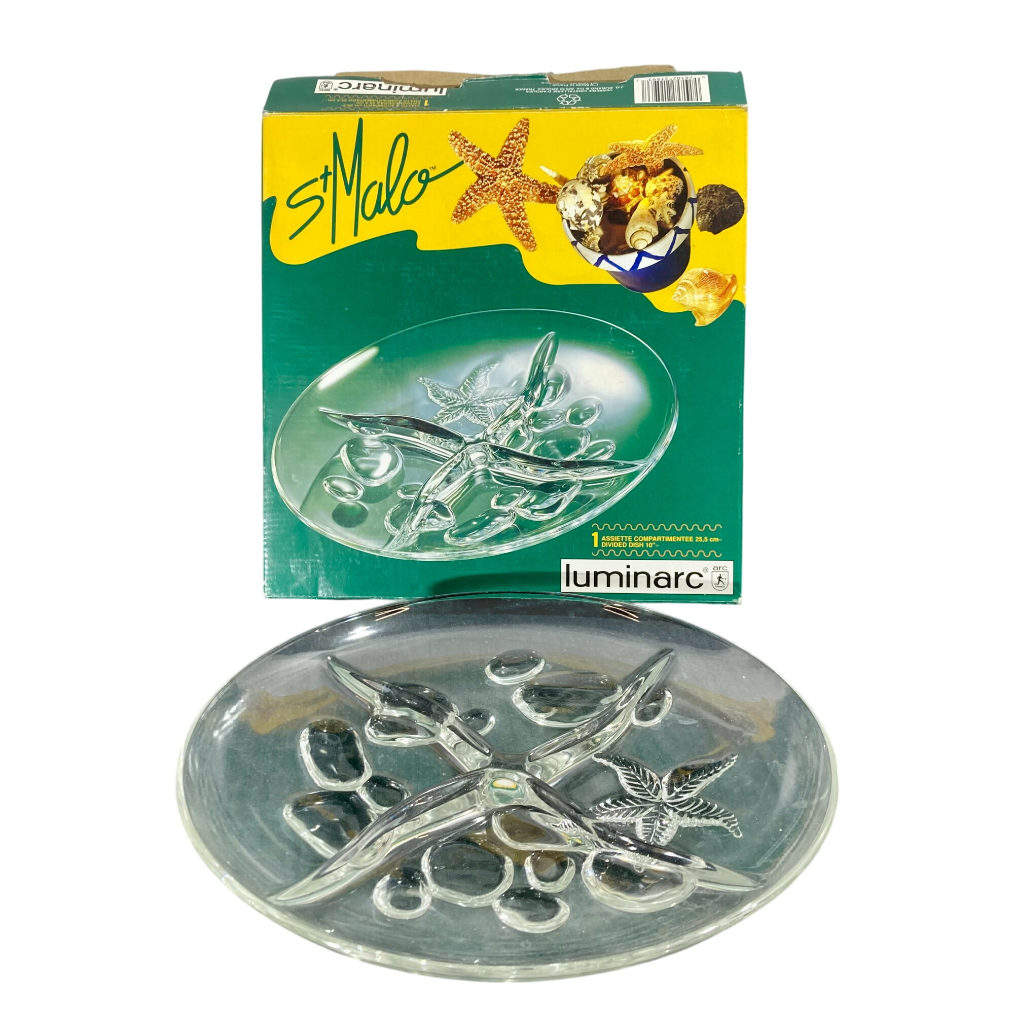 Plat à compartiments vintage "St Malo" - Luminarc (Arcoroc) en verre Parfait état - 10,00 € Plat à compartiments vintage "St Malo" - Luminarc (Arcoroc) en verre Parfait état reconditionné disponible sur Label Emmaüs