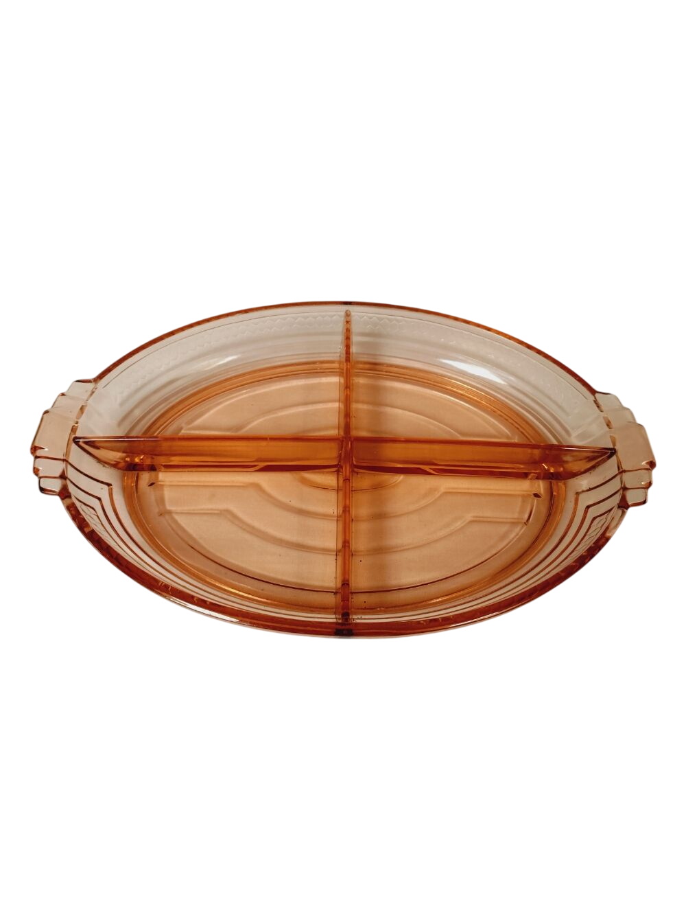 Plateau apéritif en verre rose- art déco- 50 /60 Très bon état - 25,00 € Plateau apéritif en verre rose- art déco- 50 /60 Très bon état reconditionné disponible sur Label Emmaüs