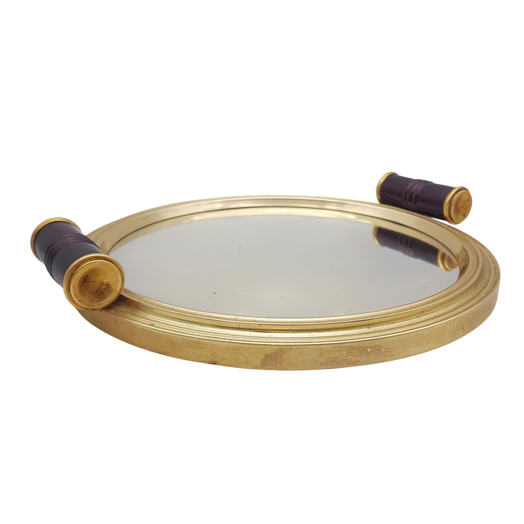 Plateau miroir ancien art déco avec poignets et cadre doré - 25,00 € Plateau miroir ancien art déco avec poignets et cadre doré reconditionné disponible sur Label Emmaüs