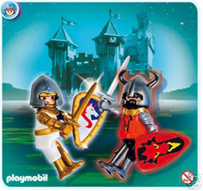 Playmobil - 5815 - Duo Chevalier Dragon Rouge et Chevalier Licorne État correct Playmobil reconditionné disponible sur Fnac