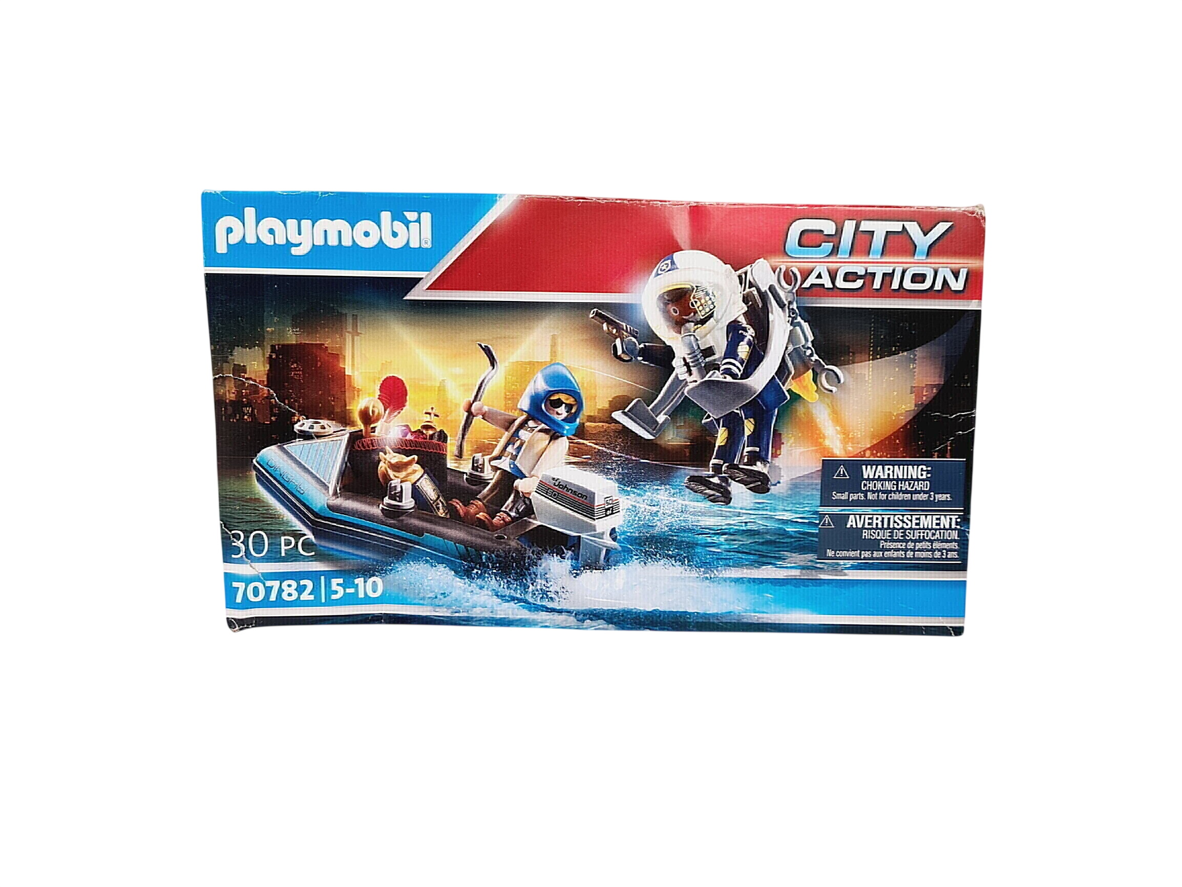 Acheter Playmobil 70782 Policier avec réacteur dorsal et canoë - 5ans + Bon état - 14,00 € Playmobil 70782 Policier avec réacteur dorsal et canoë - 5ans + Bon état reconditionné disponible sur Label Emmaüs