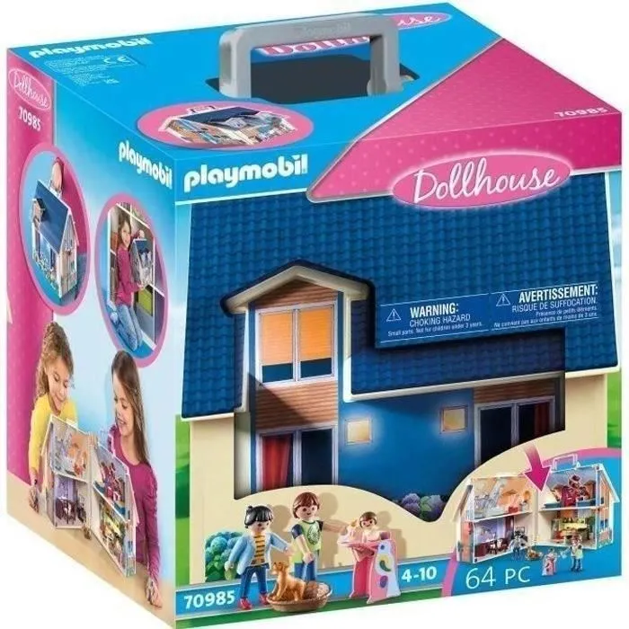 PLAYMOBIL 70985 Maison Transportable Bleue 3 personnages Accessoires inclus 70985 - Reconditionné – Excellent état. Reconditionné Playmobil reconditionné disponible sur Cdiscount Seconde Vie