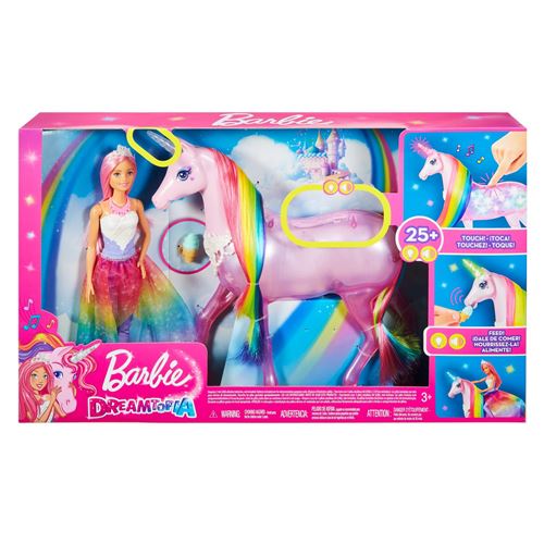 Playset Poupée Barbie Dreamtopia et Licorne Rose Lumières Magiques État correct Barbie reconditionné disponible sur Fnac