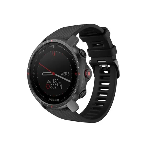 Polar Grit X Pro - Noir DLC - montre de sport avec bracelet - FKM fluoroélastomère - noir - taille du bracelet : M/L - affichage 1.2" - Bluetooth - 47 g Bon état reconditionné disponible sur Rakuten