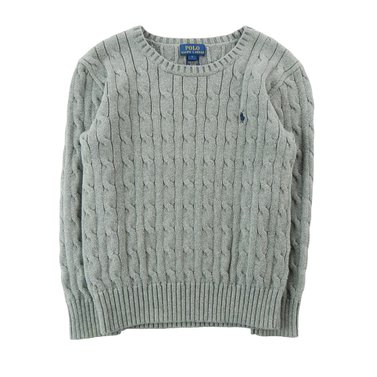 Polo Ralph Lauren Pull Cable-Knit Cotton Sweater Maille torsadée Garçon Taille 7 ans Gris Très bon état Polo Ralph Lauren reconditionné disponible sur Sporteed | Dero