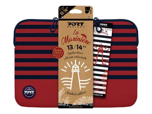 PORT Designs La Marinière - Housse d'ordinateur portable - mousse à mémoire de forme - 13" - 14" - rouge, marine État correct N/A reconditionné disponible sur Fnac