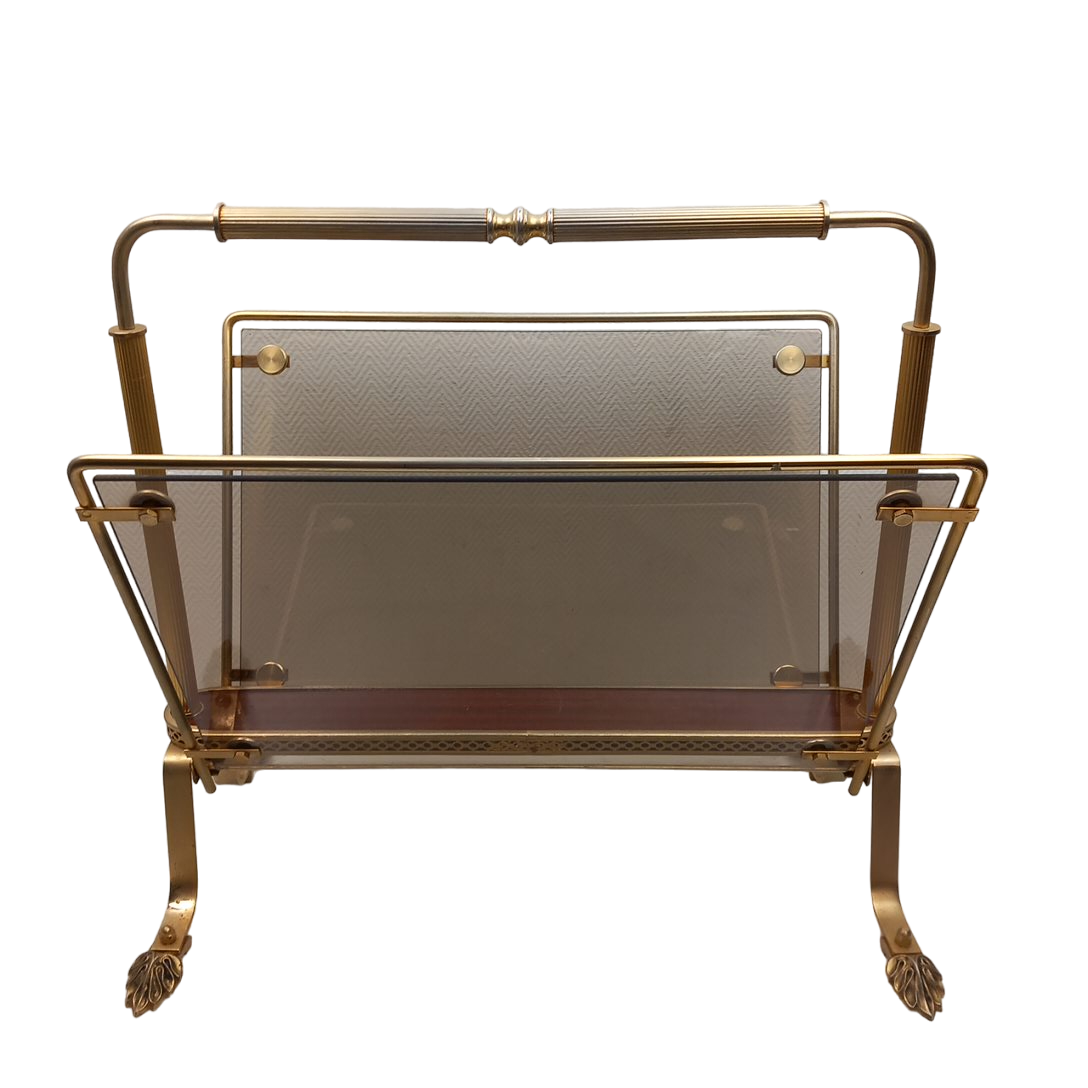 Porte Revue Vintage en Bronze et Verre Fumée Bon état - 150,00 € Porte Revue Vintage en Bronze et Verre Fumée Bon état reconditionné disponible sur Label Emmaüs