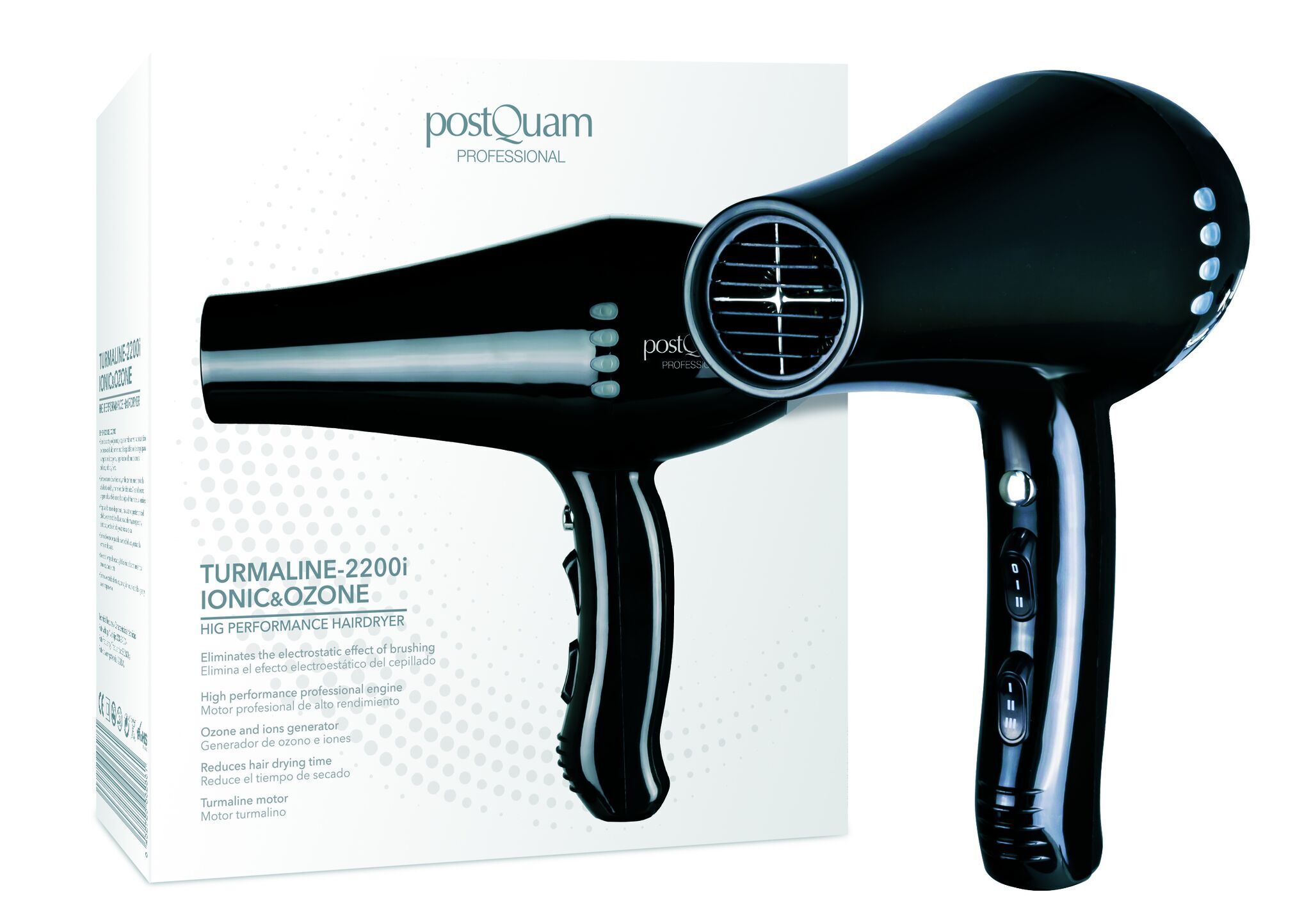 postQuam Turmaline 2200i Ionique & Ozone Sèche-cheveux noir Parfait état reconditionné disponible sur Refurbed | Dero